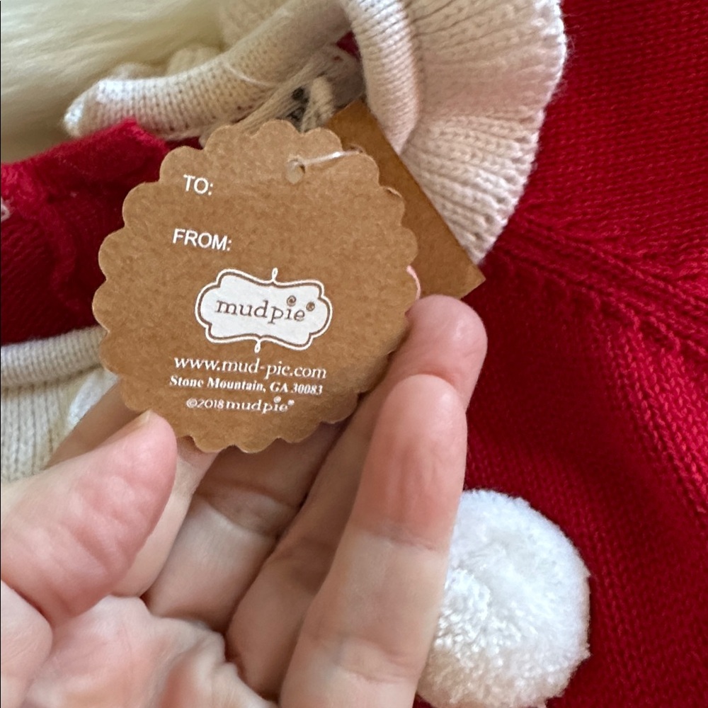 Adorable Santa Mud Pie Red child holiday sweater with ruffles size M (2-3T) - Picture 3 of 7